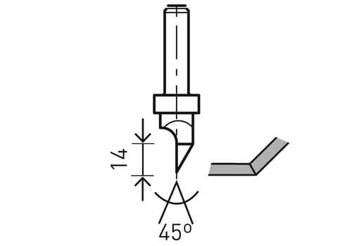 Plasterboard V-groove cutter HW S8 D12,5/45°